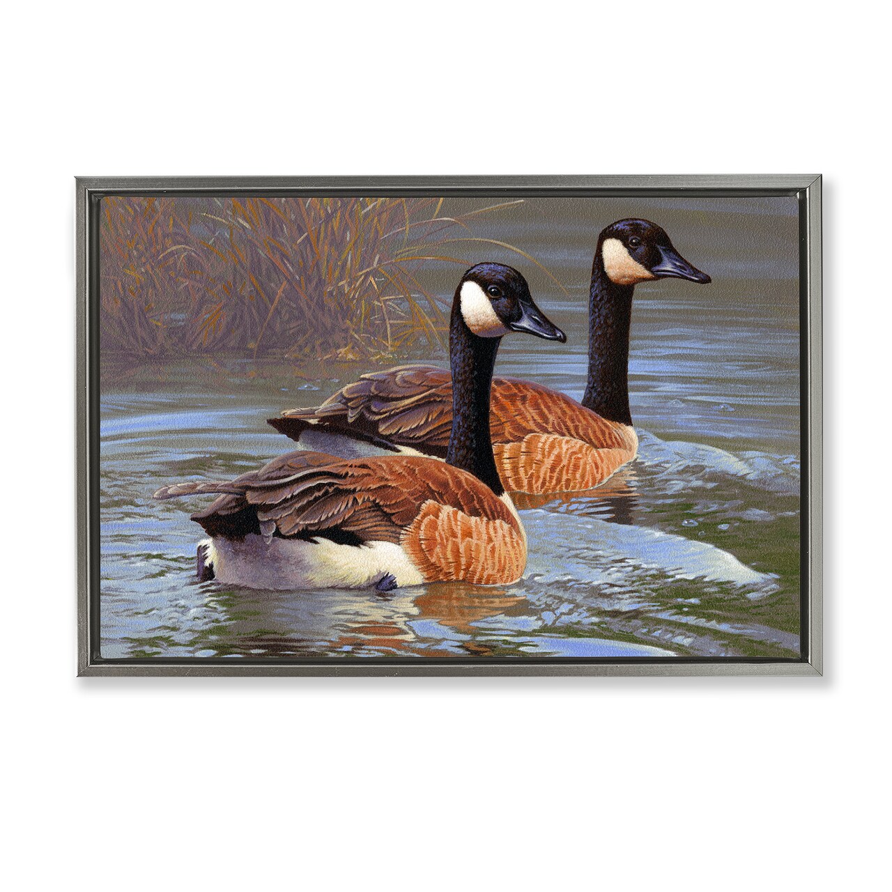 Stupell Industries Backwater Canada Geese Framed Floater Canvas Wall Art Design by Rod Lawrence
